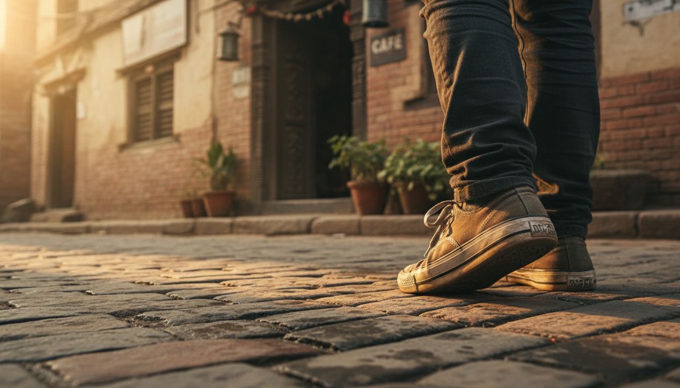 Everyday trainers on the brick lanes of Kathmandu